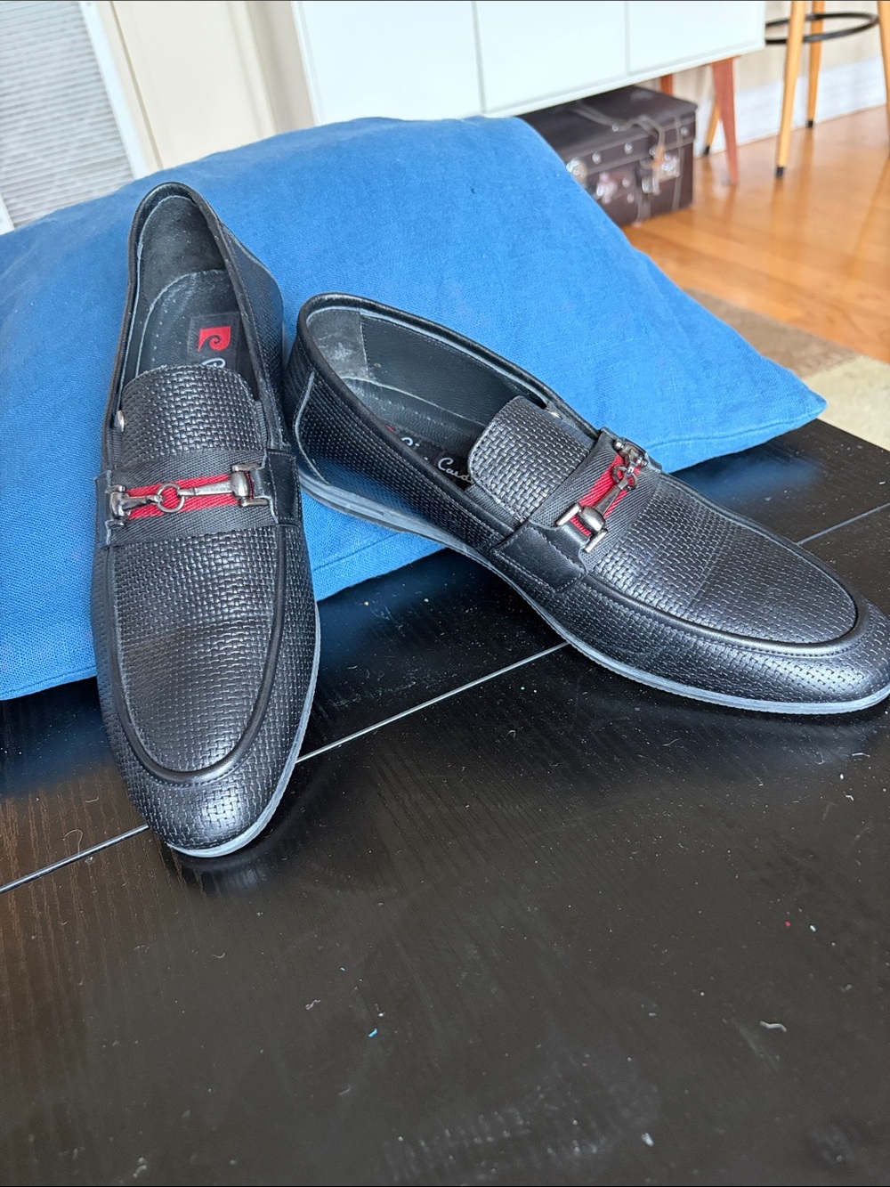 Slip-On Dress Loafers with Red Accent